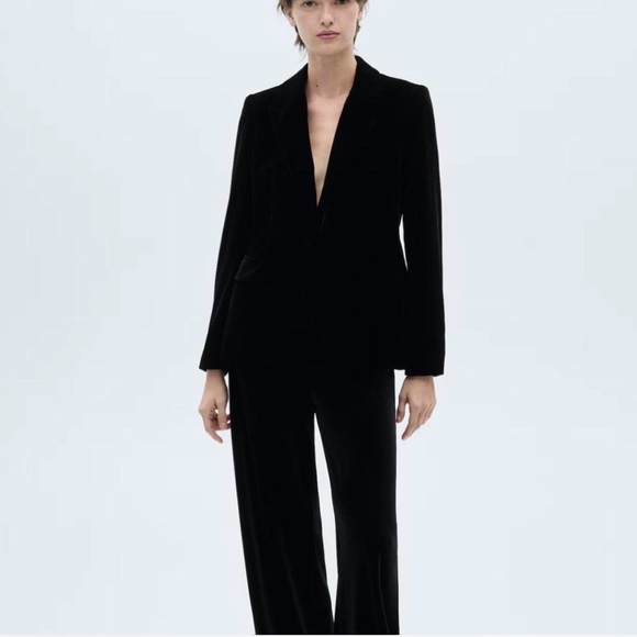 Mango Classic Black Velvet Blazer - Picture 4 of 7